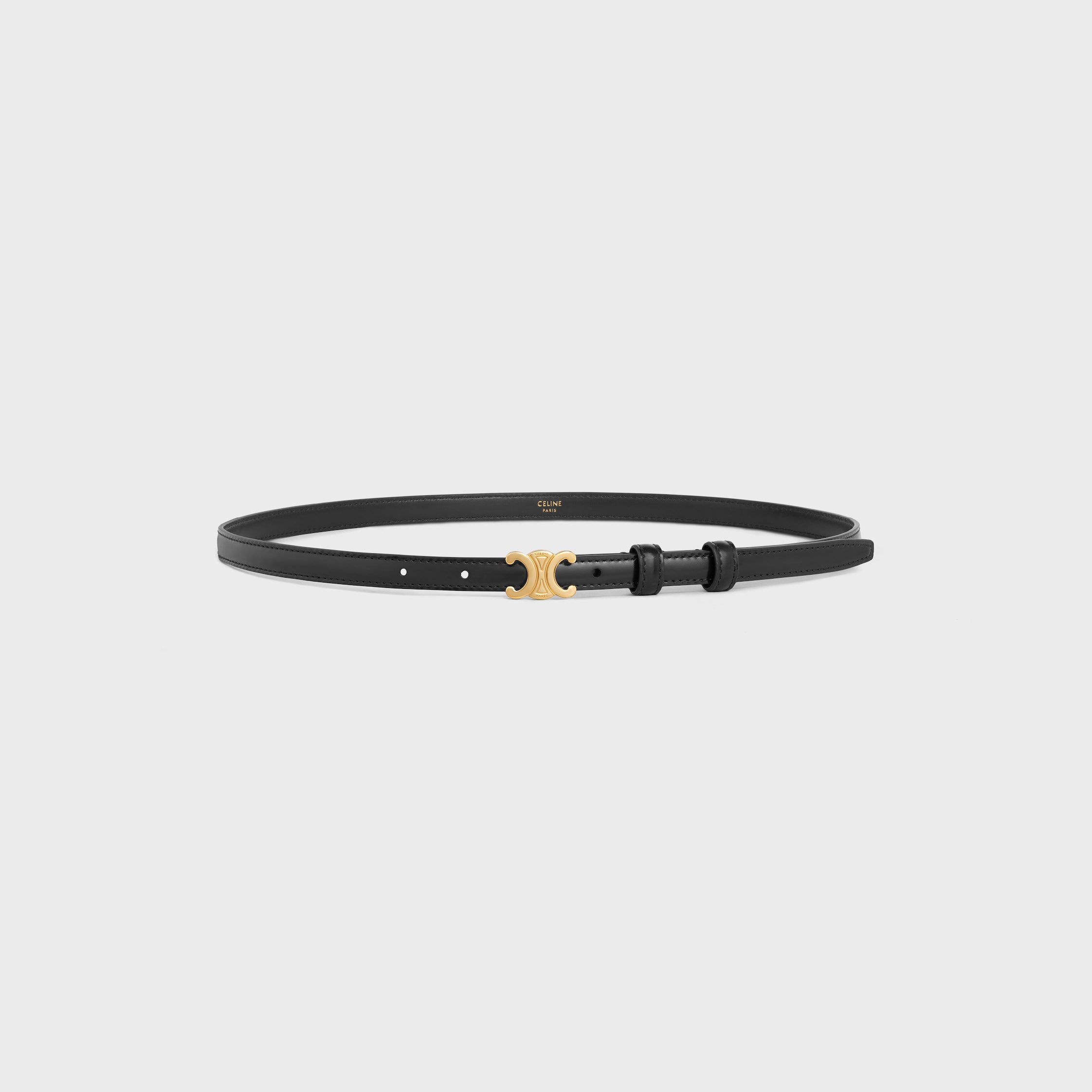 TEEN 13MM TRIOMPHE BELT IN TAURILLON LEATHER - BLACK | CELINE