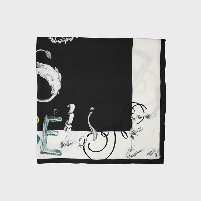 carré twill de soie - BLACK/WHITE/MULTICOLOR -  - 1 | CELINE