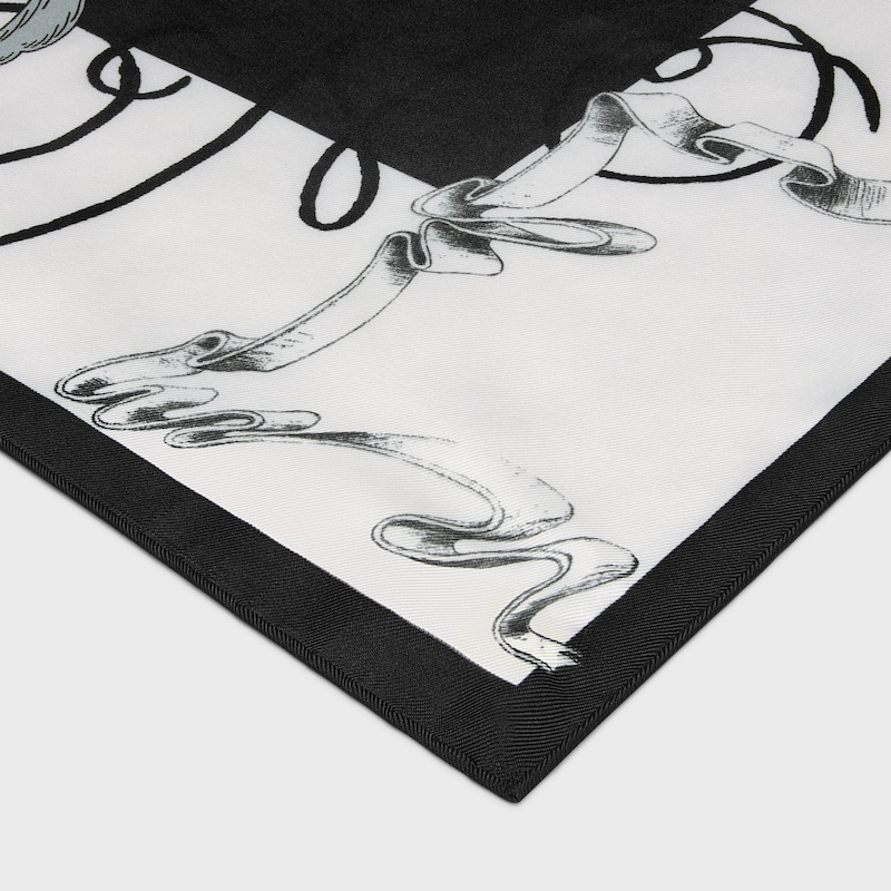 carr&eacute; twill de soie - BLACK/WHITE/MULTICOLOR -  - 1 | CELINE