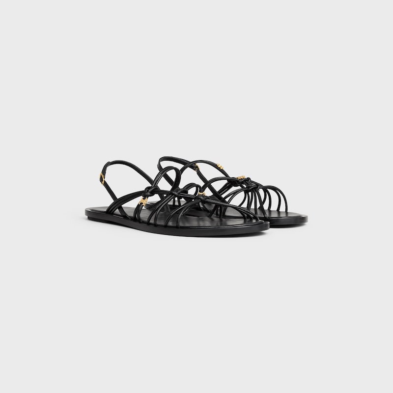 KNOTS TRIOMPHE FLAT SANDAL IN GOATSKIN - BLACK -  - 1 | CELINE