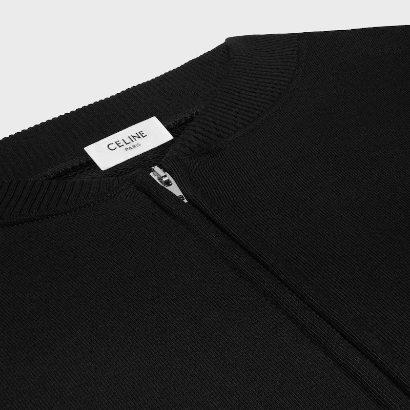 teddy jacket IN cotton fleece - BLACK / WHITE -  - 1 | CELINE