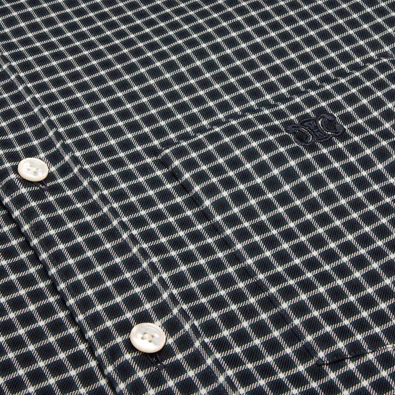 loose shirt in checked cotton - NAVY/CRAIE/VERT -  - 1 | CELINE