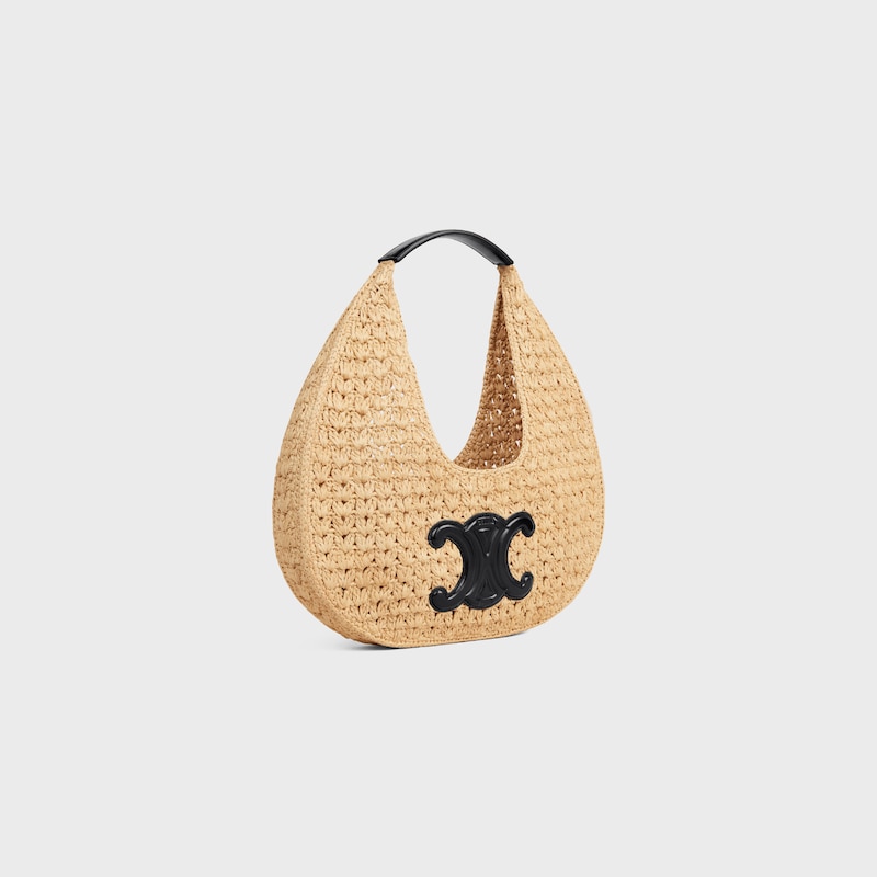 celine classic panier HOBO BAG IN Raffia and Calfskin - NATURAL / BLACK - NEW COLLECTION - 1 | CELINE