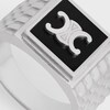 Triomphe Python Signet Ring in Onyx and Sterling Silver with Rhodium finish - BLACK / SILVER -  - 4 | CELINE