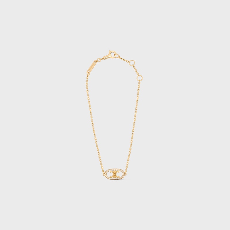 Maillon Triomphe Bracelet in Yellow Gold and Diamonds - Yellow Gold & White -  - 1 | CELINE