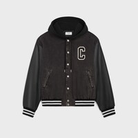 loose celine teddy jacket in charcoal wash denim - CHARCOAL WASH -  - 1 | CELINE