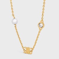 Les Perles Celine樹脂珍珠、水晶及金色飾面黃銅手鐲 - 金色 / 象牙白 -  - 2 | CELINE