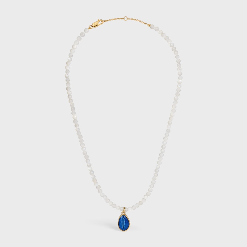 COLLIER &Eacute;T&Eacute; CELINE EN PERLES DE NACRE, VERNIS ET LAITON DOR&Eacute; - Blanc / Bleu - COLLIERS - 1 | CELINE