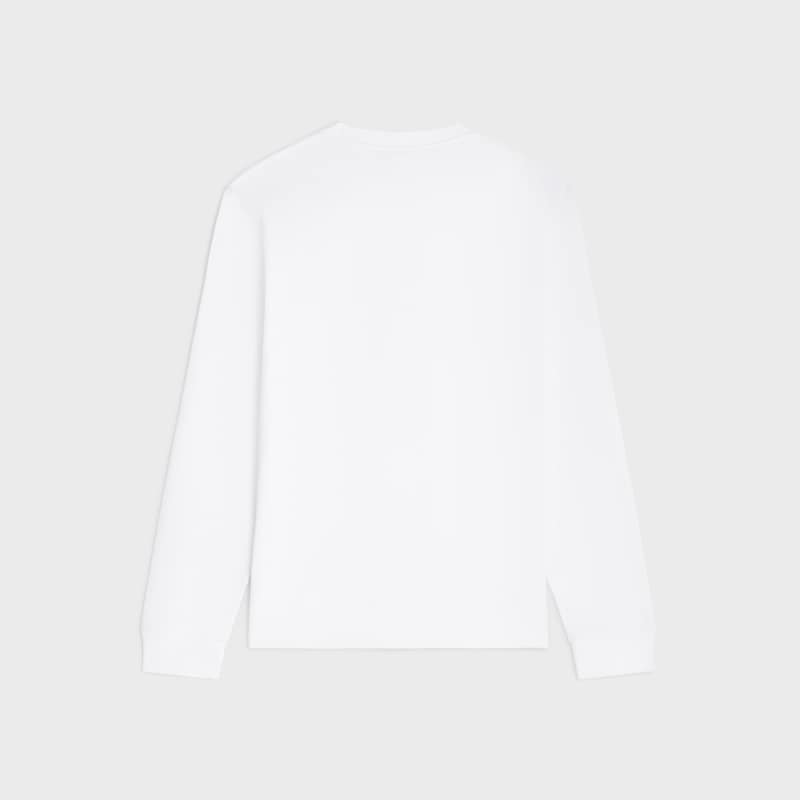 LONG-SLEEVED T-SHIRT IN cotton jersey - OPTIC WHITE/BLACK -  - 1 | CELINE