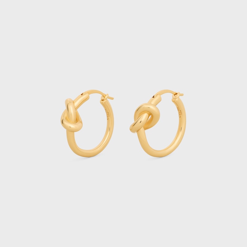 Knot Small Hoops in Brass with Gold finish - Gold - EARRINGS - 1 | CELINE