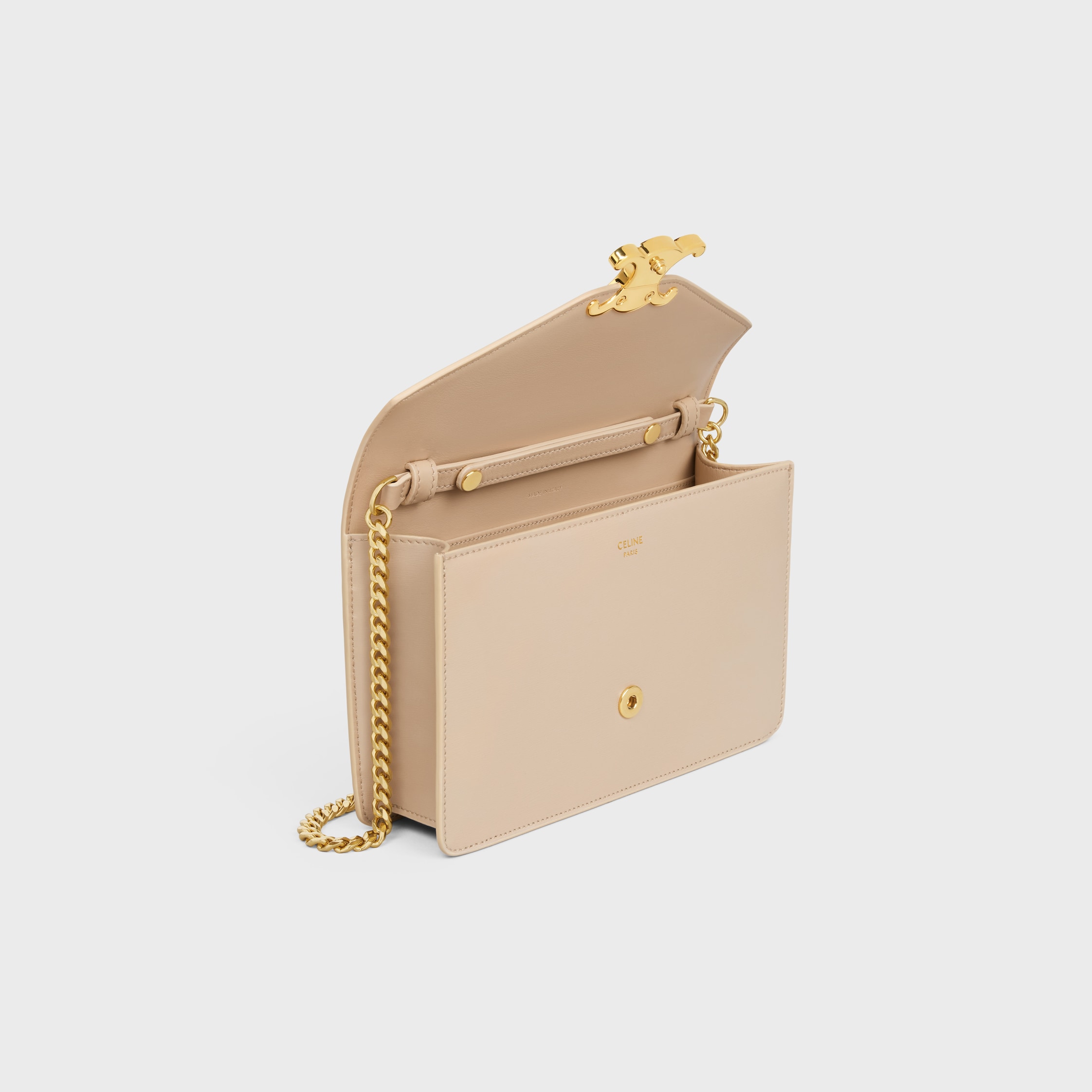 WALLET ON CHAIN MARGO in Shiny calfskin - NUDE | CELINE