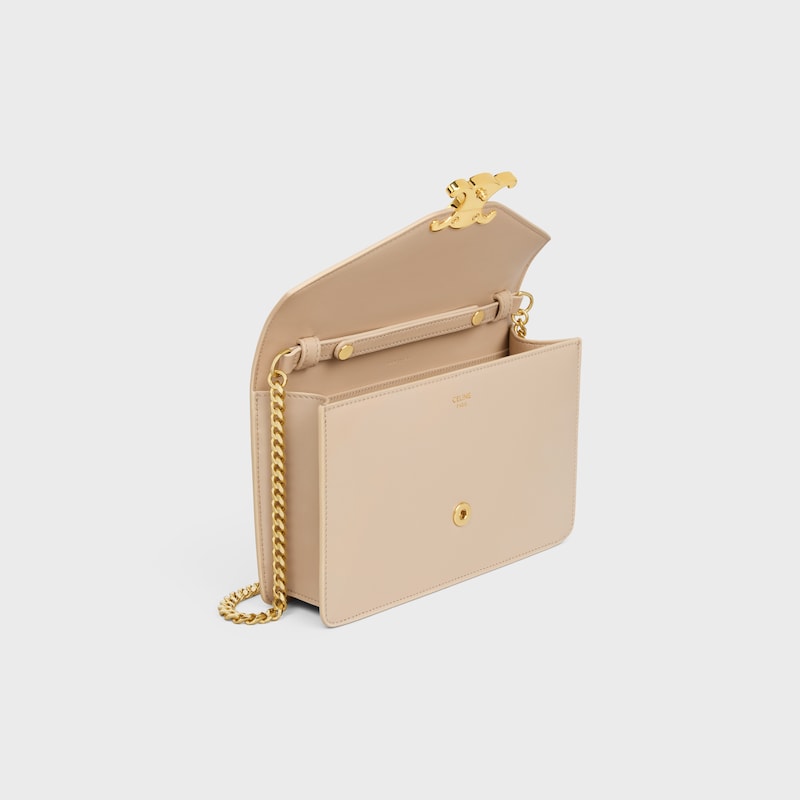 WALLET ON CHAIN MARGO in Shiny calfskin - NUDE - WALLETS ON CHAIN - 1 | CELINE