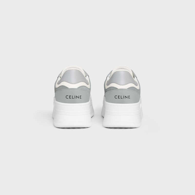BLOCK WEDGE SNEAKER IN CALFSKIN AND SUEDE CALFSKIN - Optic White/Grey -  - 1 | CELINE