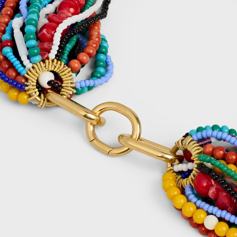 &Eacute;T&Eacute; CELINE MULTI BEADS NECKLACE IN GLASS BEADS, STONES AND BRASS WITH GOLD FINISH - MULTICOLOR - NECKLACES - 1 | CELINE