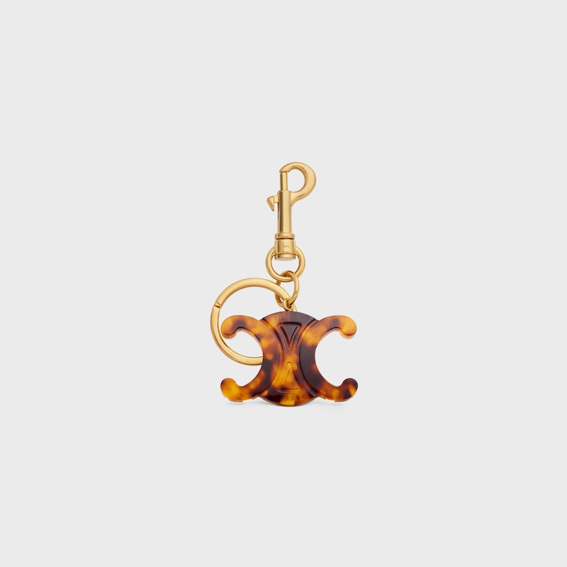 TRIOMPHE KEYRING CHARM in PLEXIGLASS with GOLD FINISHING - TORTOISESHELL - BAG CHARMS - 1 | CELINE