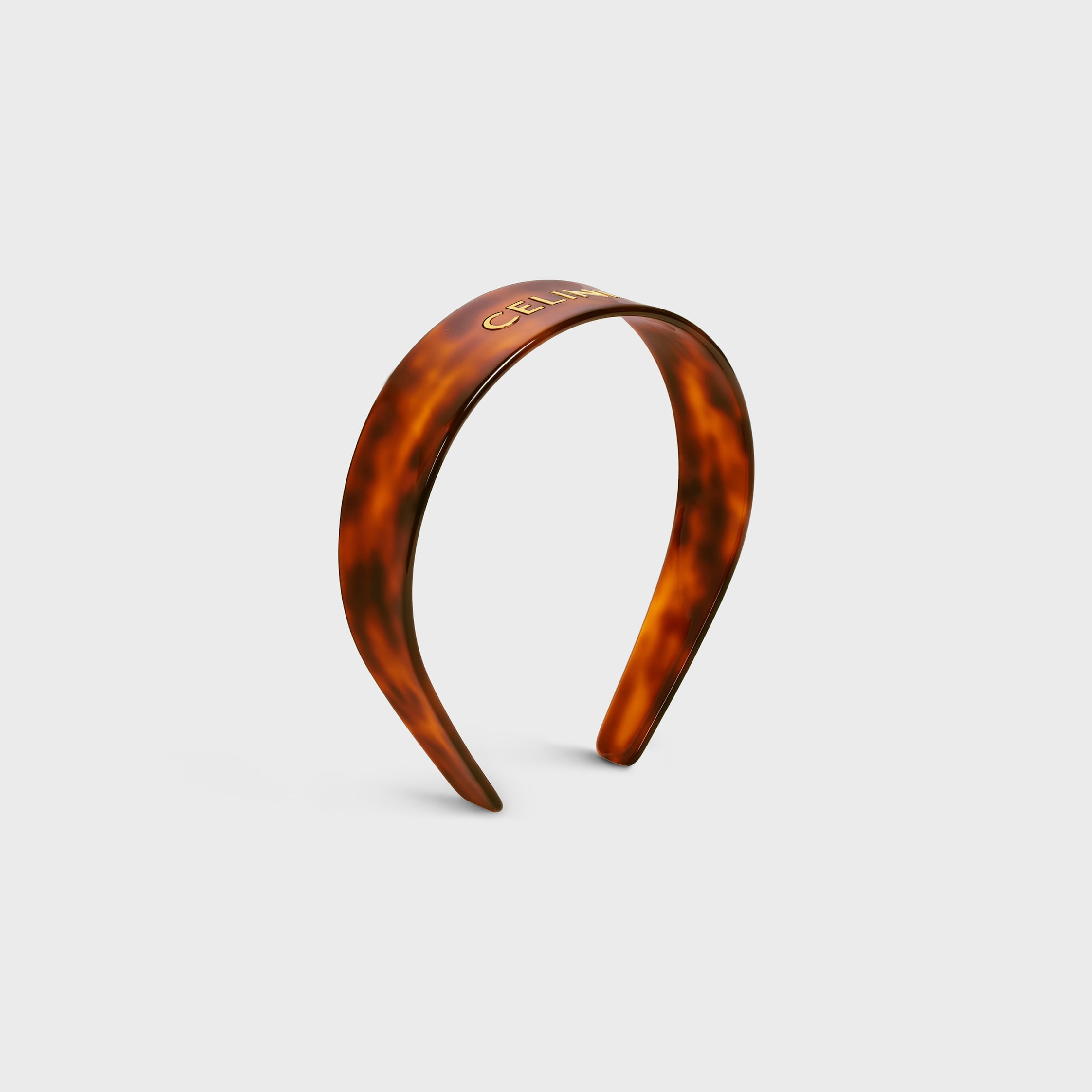 CELINE HEADBAND IN ACETATE AND STEEL - BLOND HAVANA / GOLD