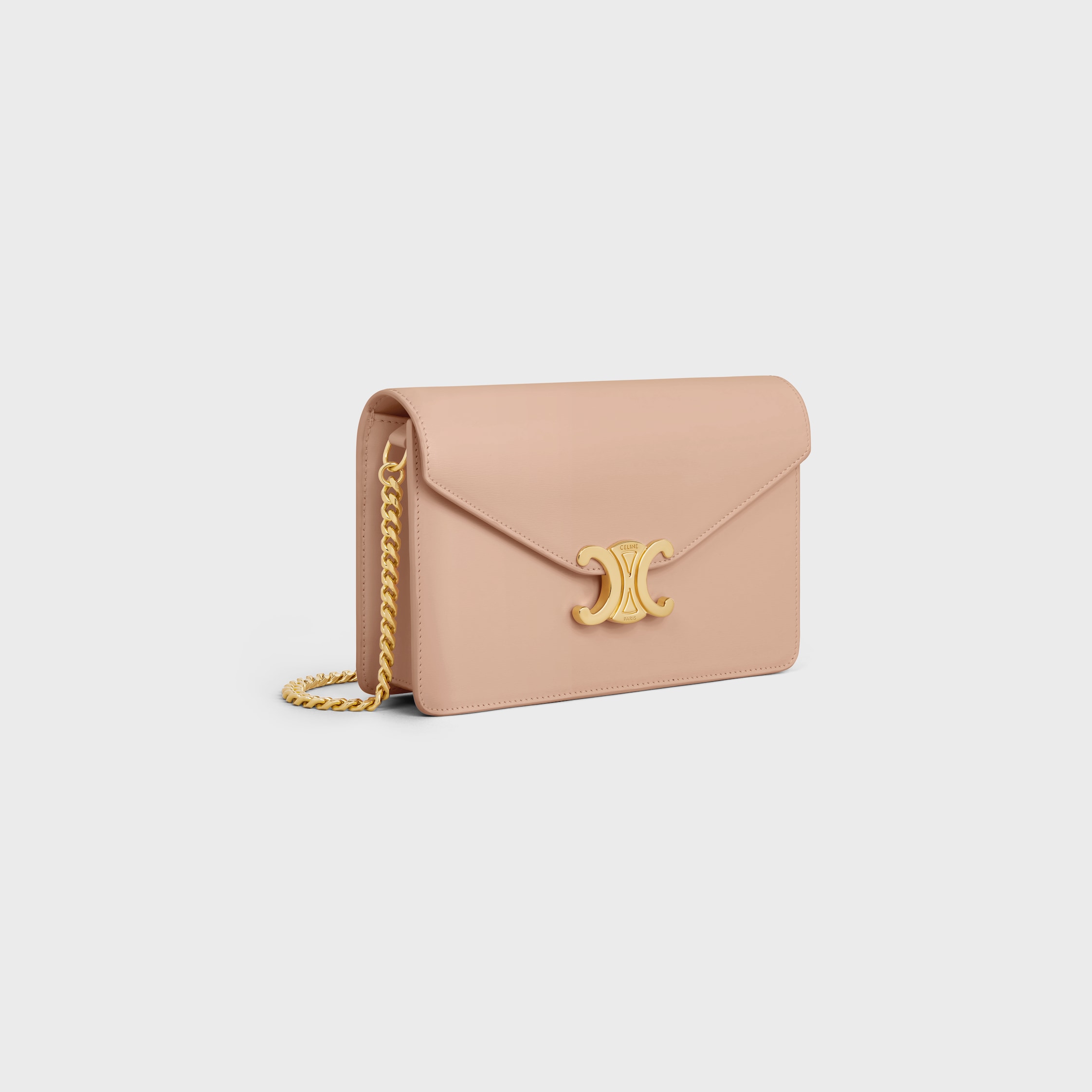 WALLET ON CHAIN MARGO IN Shiny calfskin - Soft Peach | CELINE