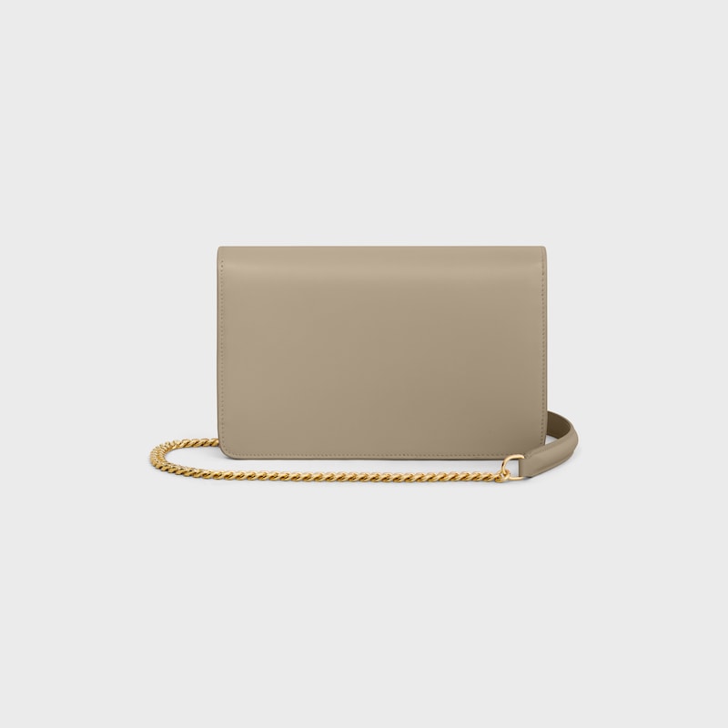WALLET ON CHAIN MARGO IN Shiny calfskin - MODERN TAUPE - MORE LINES - 1 | CELINE