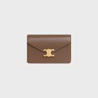 WALLET ON CHAIN MARGO in Shiny calfskin - GLAZED BROWN - MORE LINES - 1 | CELINE