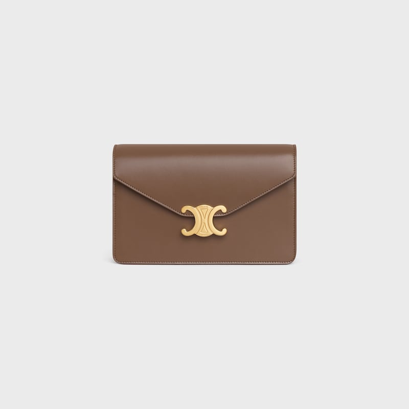 WALLET ON CHAIN MARGO in Shiny calfskin - GLAZED BROWN - WALLETS ON CHAIN - 1 | CELINE
