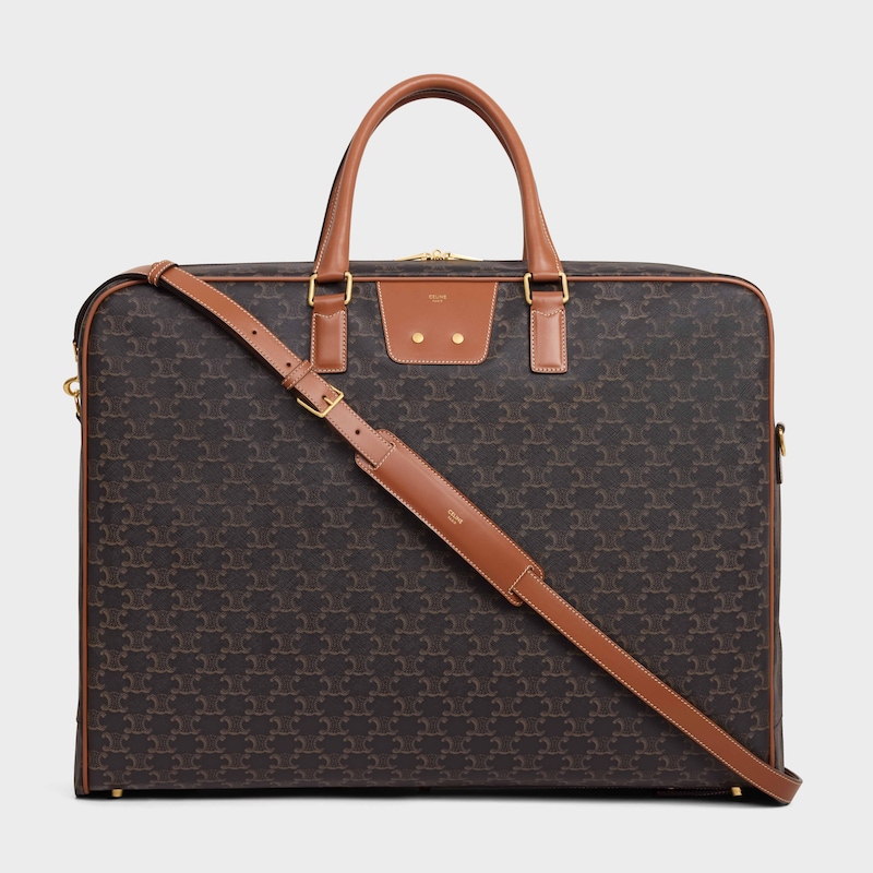 標誌印花及牛皮革掛衣袋 - 棕黃色 - GIFT FINDER - 1 | CELINE