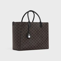 Large cabas in Triomphe canvas and calfskin - BLACK - TOTE BAGS - 2 | CELINE