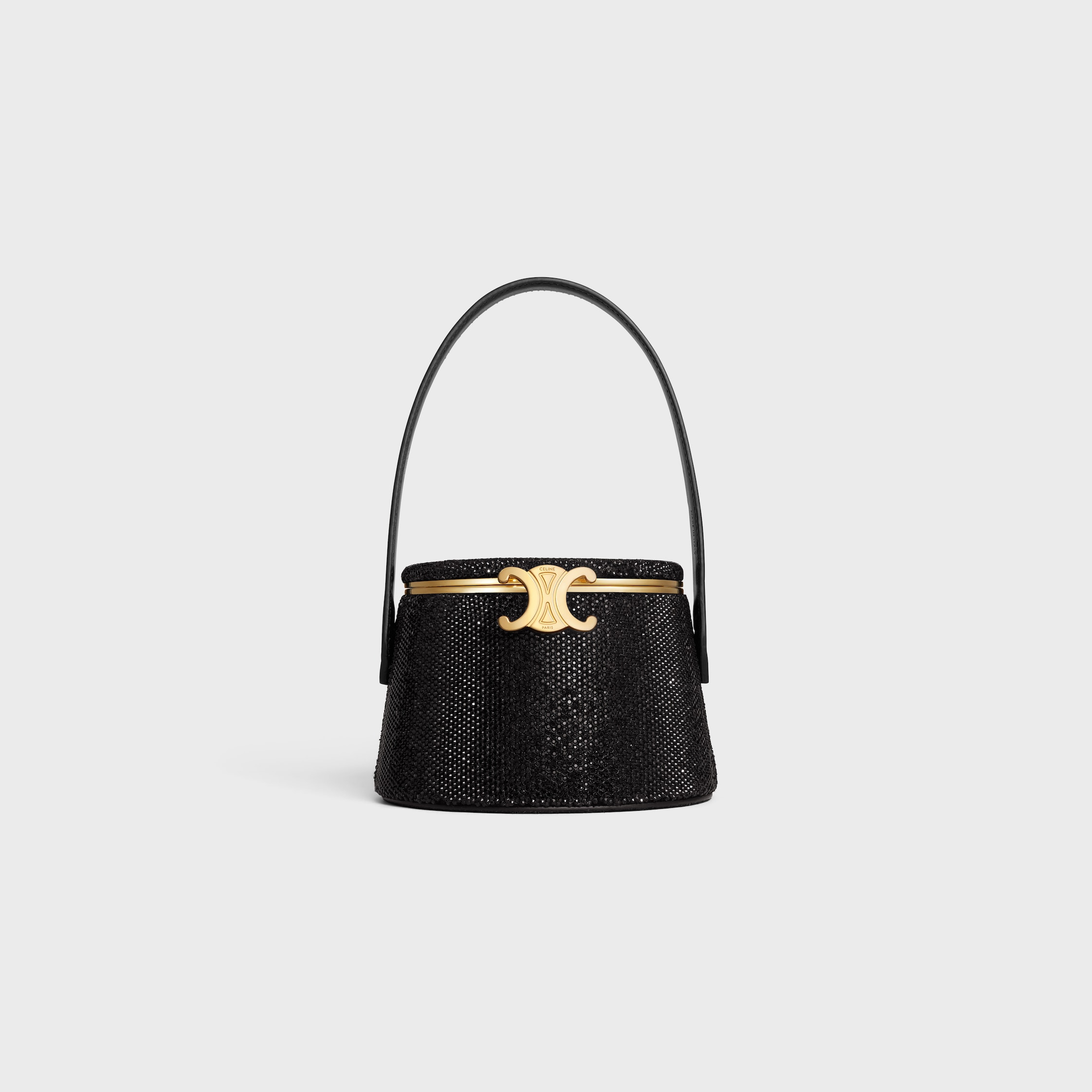 CELINE NINA MINAUDIERE in SUEDE CALFSKIN WITH STRASS - BLACK | CELINE