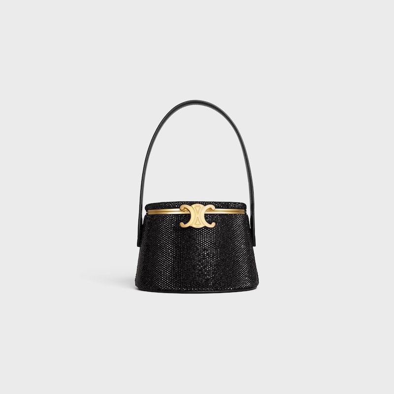 CELINE NINA MINAUDIERE in SUEDE CALFSKIN WITH STRASS - BLACK - MORE LINES - 1 | CELINE