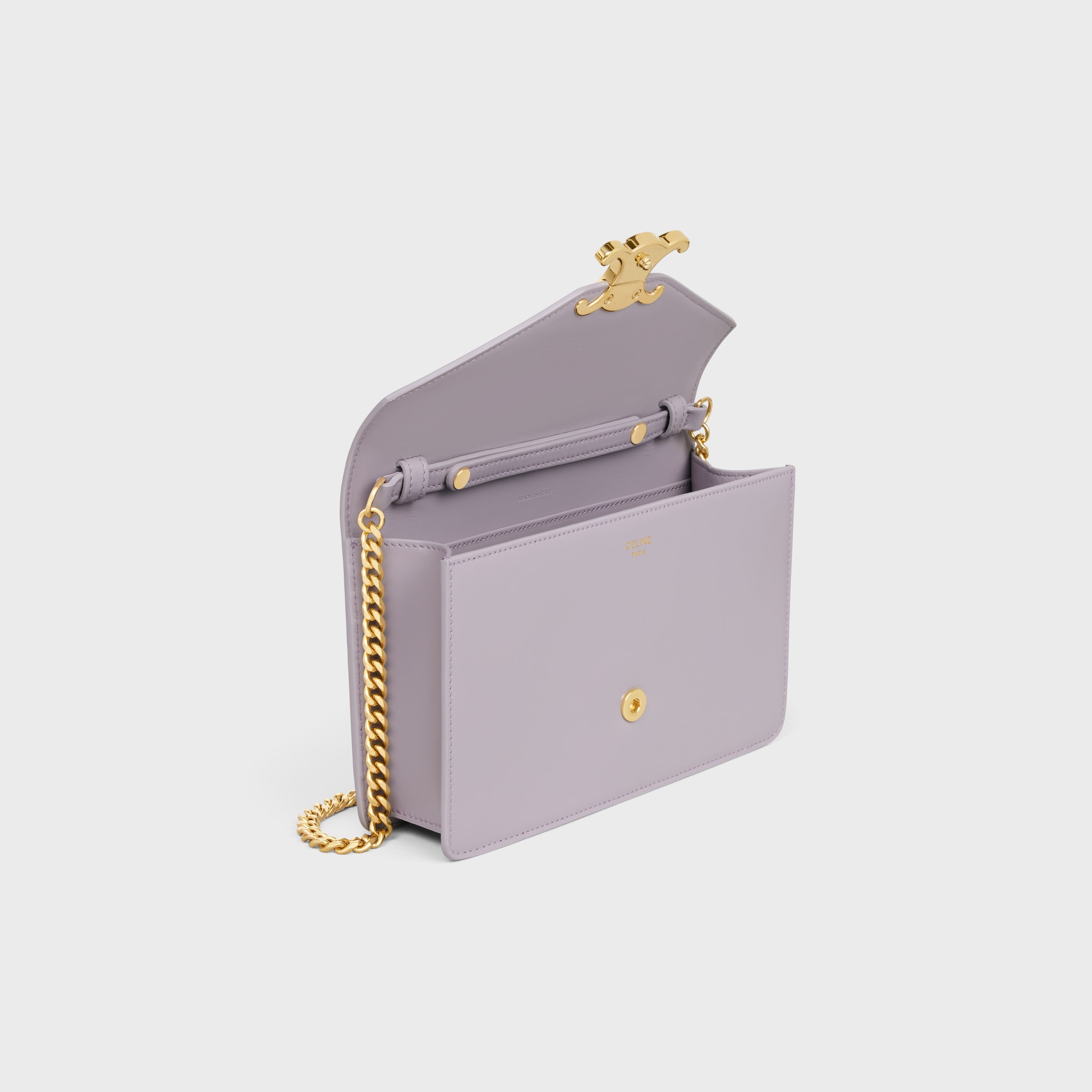 CELINE｜ (WALLET ON CHAIN MARGO IN SHINY CALFSKIN (10L03 WALLET ON CHAIN MARGO IN SHINY CALFSKIN - LIGHT LILAC | CELINE
