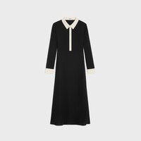 midi polo dress IN viscose georgette - BLACK -  - 1 | CELINE