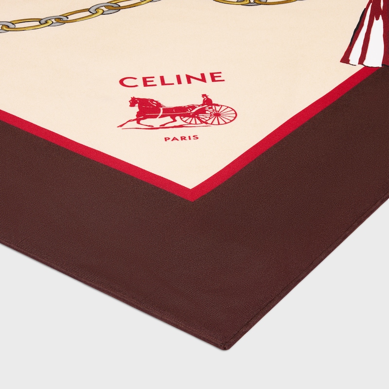 PAÑUELO CUADRADO DE SARGA DE SEDA - MARFIL/TOSTADO/MARRÓN -  - 1 | CELINE