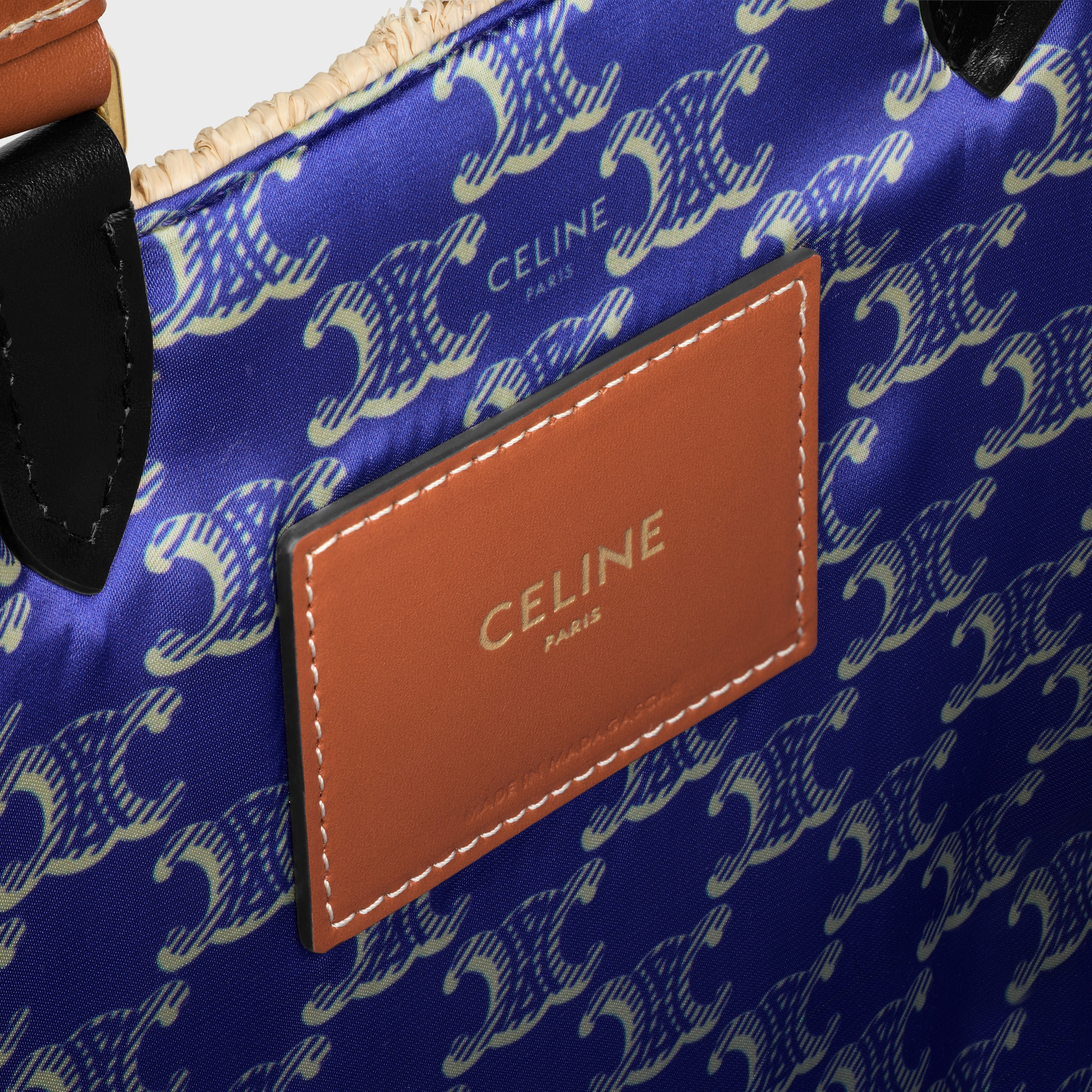 CELINE PARIS PANIER IN RAFFIA AND CALFSKIN - | CELINE