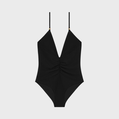 gathered swimsuit in matte jersey - BLACK -  - 5 | CELINE