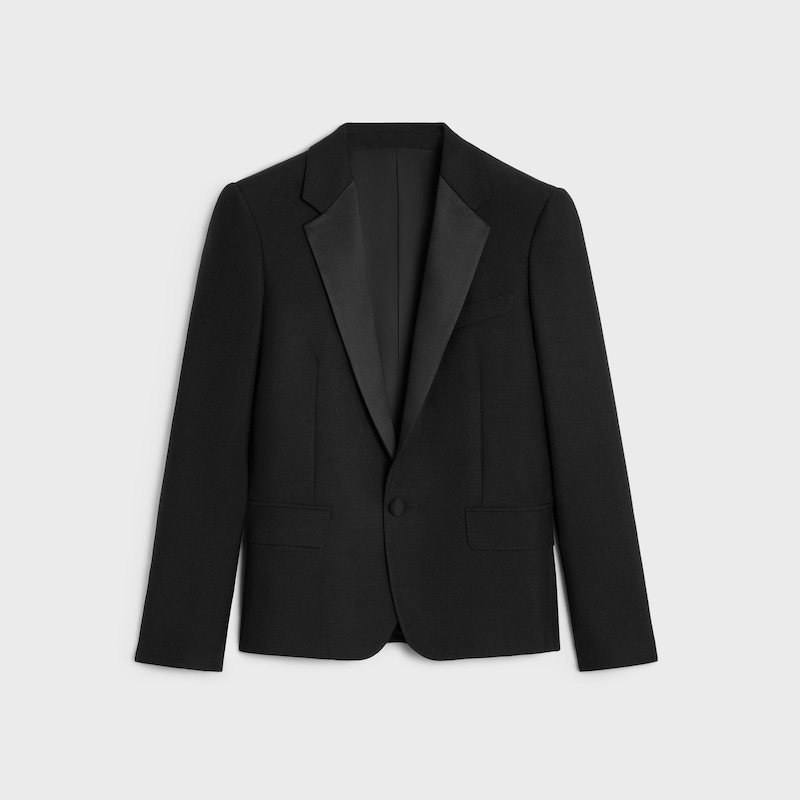 short tux jacket in wool and mohair - BLACK -  - 1 | CELINE