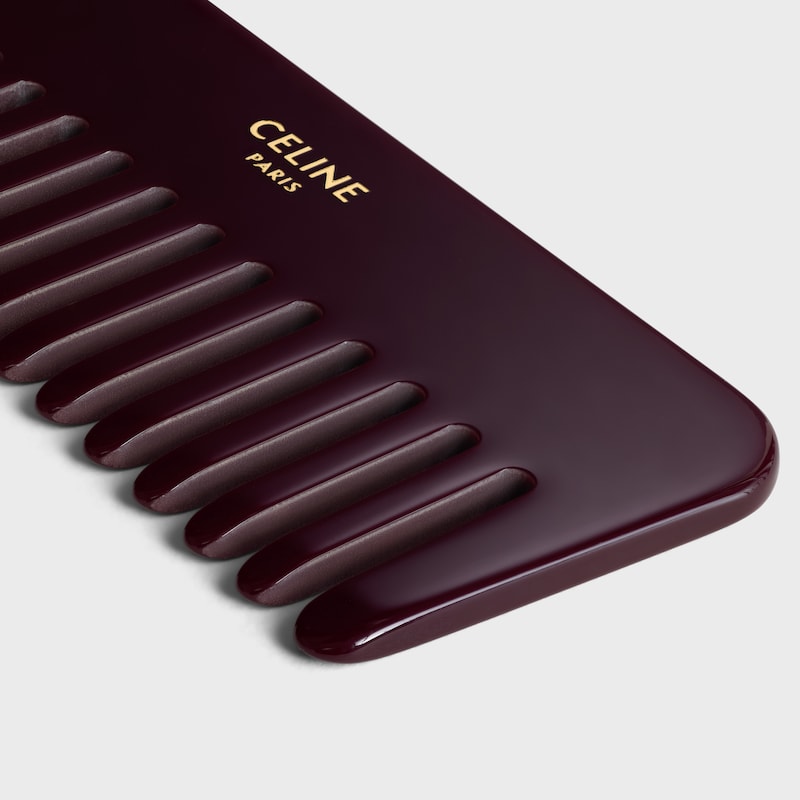 Small Hair Comb With Case in Smooth Calfskin - DIRTY PINK / SYRAH - BEAUTY ACCESSORIES - 1 | CELINE
