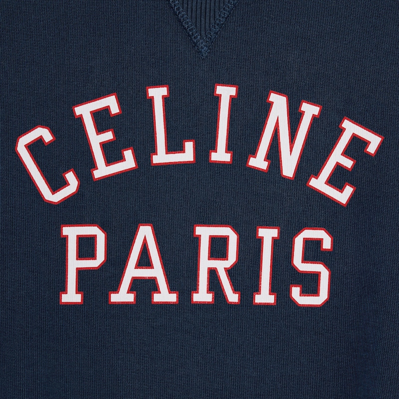SWEATSHIRT IN cotton fleece - NAVY / RED / WHITE -  - 1 | CELINE