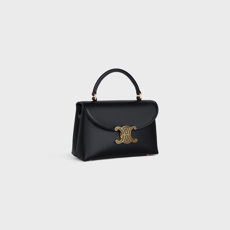 TEEN NINO BAG IN SMOOTH SATINATED CALFSKIN WITH STRASS CLOSURE - BLACK - SHOULDER BAGS - 1 | CELINE