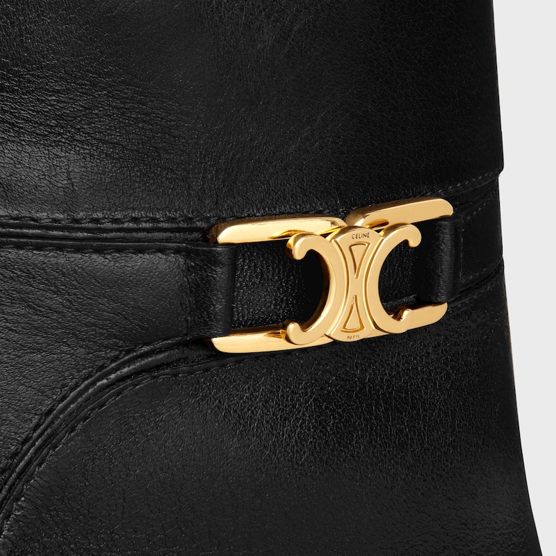 CELINE VERNEUIL BOTTINE ZIPP&Eacute;E AVEC TRIOMPHE EN CUIR DE VEAU - Noir -  - 1 | CELINE