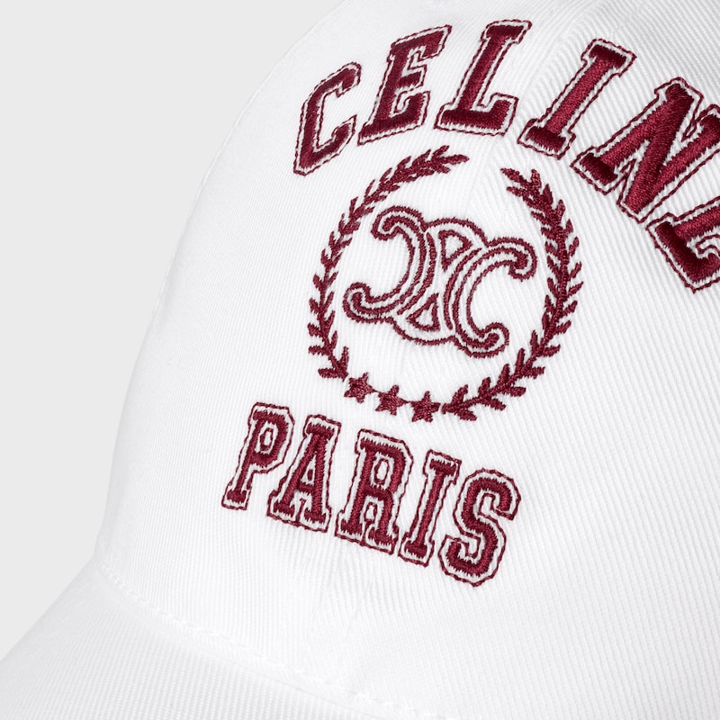baseball cap IN WASHED COTTON GABARDINE - WHITE / BORDEAUX -  - 1 | CELINE
