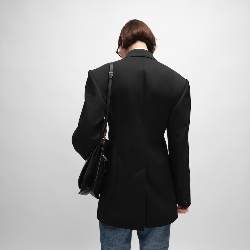 colonne jacket IN DIAGONAL WOOL - BLACK -  - 1 | CELINE