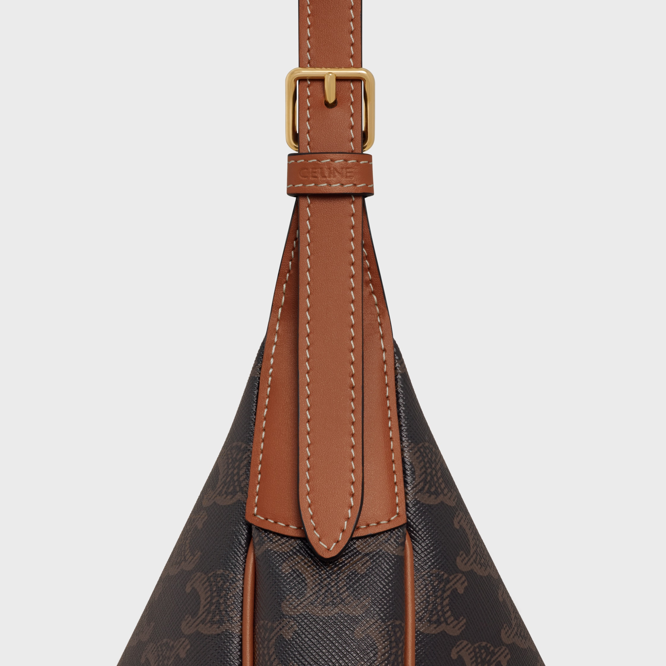 SMALL HELOÏSE BAG IN TRIOMPHE CANVAS AND CALFSKIN - TAN | CELINE