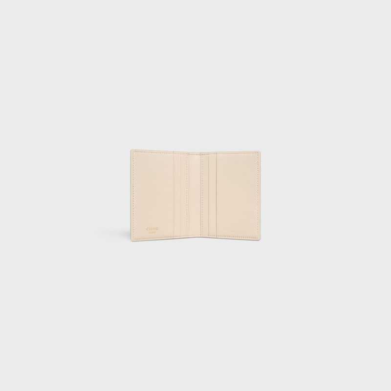 BI-FOLD CARD HOLDER TRIOMPHE PONTET IN GOATSKIN - CREAM - NEW - 1 | CELINE