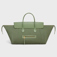 MALETA GRANDE DE TEJIDO Y PIEL DE BECERRO NATURAL - CAQUI - LUGGAGE - 1 | CELINE