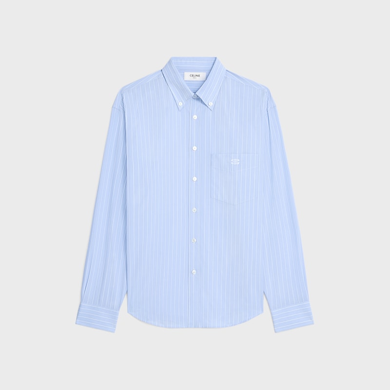 relaxed shirt IN striped cotton poplin - BLEU/CRAIE/NAVY -  - 1 | CELINE