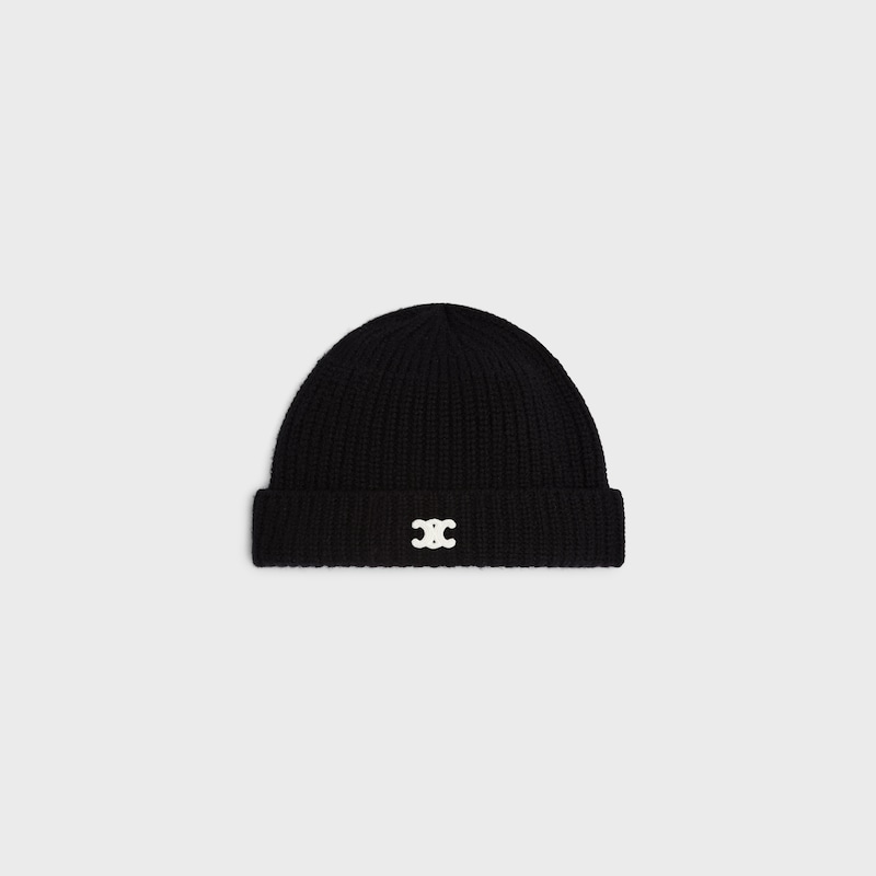 triomphe beanie IN Scottish Cashmere - BLACK -  - 1 | CELINE