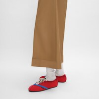 THE FLAT SNEAKER IN GROS GRAIN, VELVET, SUEDE GOATSKIN AND LAMBSKIN - RED / ELECTRIC BLUE -  - 2 | CELINE
