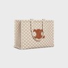Large Cabas Thais in TEXTILE WITH TRIOMPHE CANVAS PRINT AND CALFSKIN - WHITE - OTHER LINES - 3 | CELINE