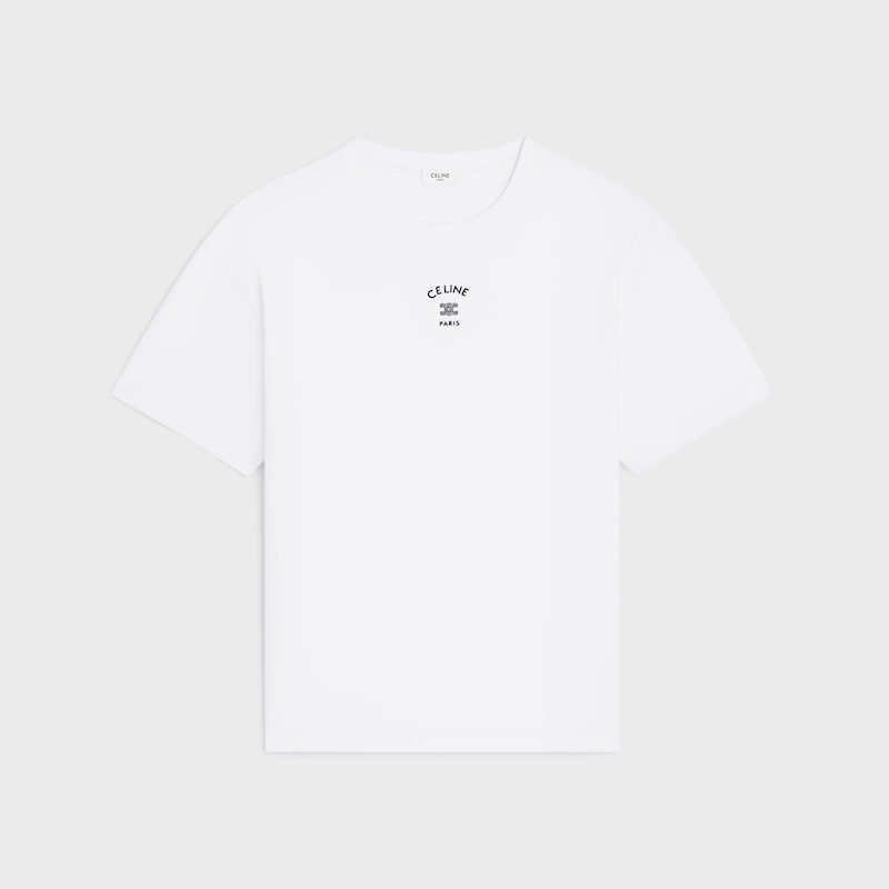 t-shirt IN cotton jersey - OPTIC WHITE / BLACK -  - 1 | CELINE