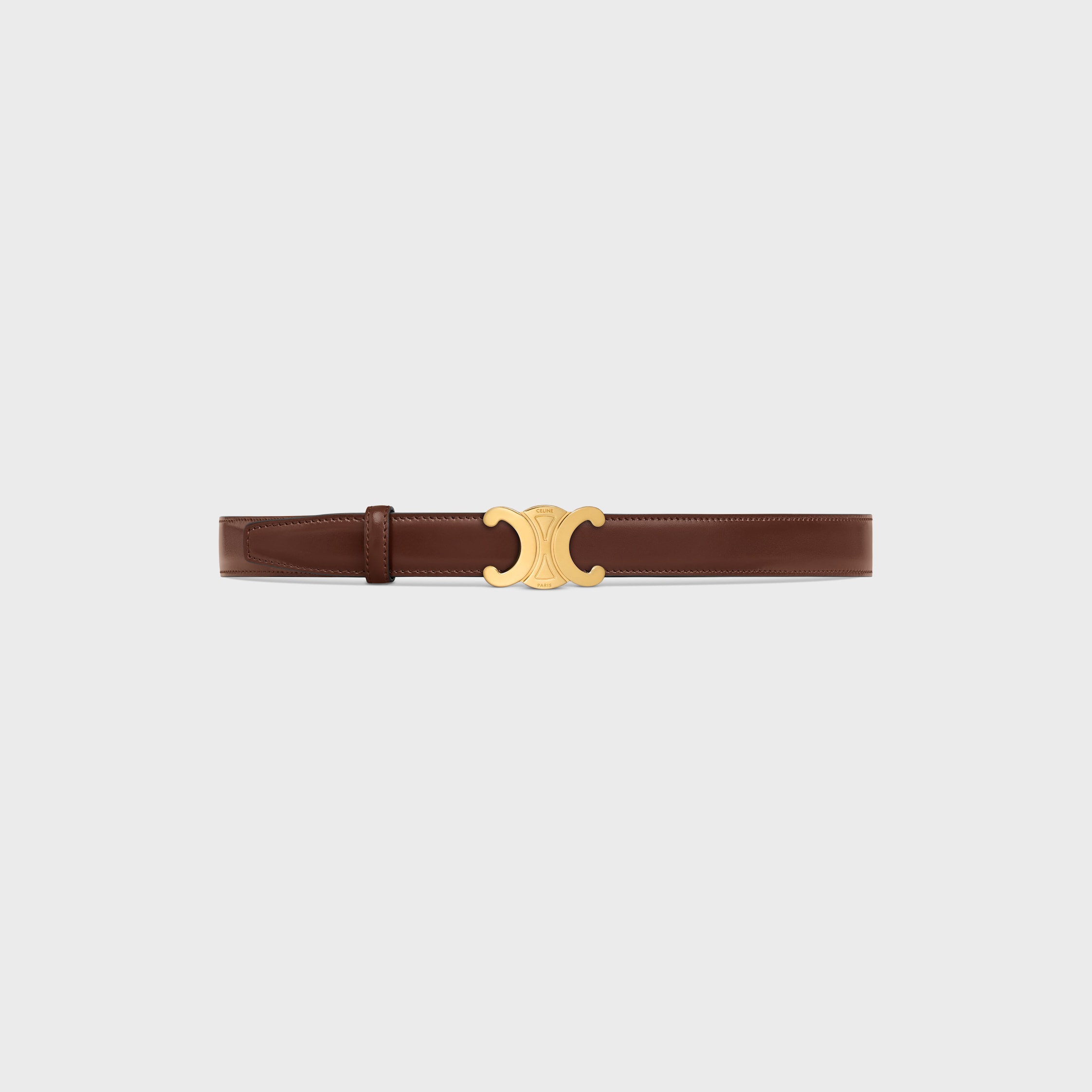 TRIOMPHE BUCKLE & REVERSIBLE STRAP 25MM - BLACK / CHESTNUT | CELINE