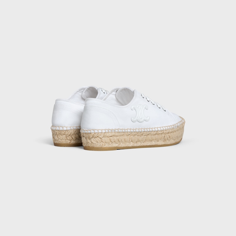 LES ESPADRILLES CELINE LACE-UP IN CANVAS AND CALFSKIN - OPTIC WHITE -  - 1 | CELINE